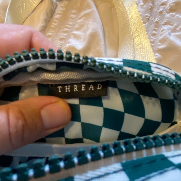Thread Green & White Checkerboard Crossbody Shoulder Bag - Picture 5 of 6